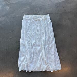 Vintage Y2k Whimsical Fairy Boho White Lace Long Midi 100% Cotton Skirt Medium